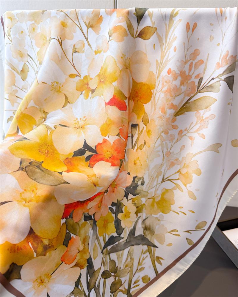 Luxury Fashion Designer 70cm Square Scarves Women's Silk Scarf Spring and Summer Foulard Shawl Bandana Small Hairbands