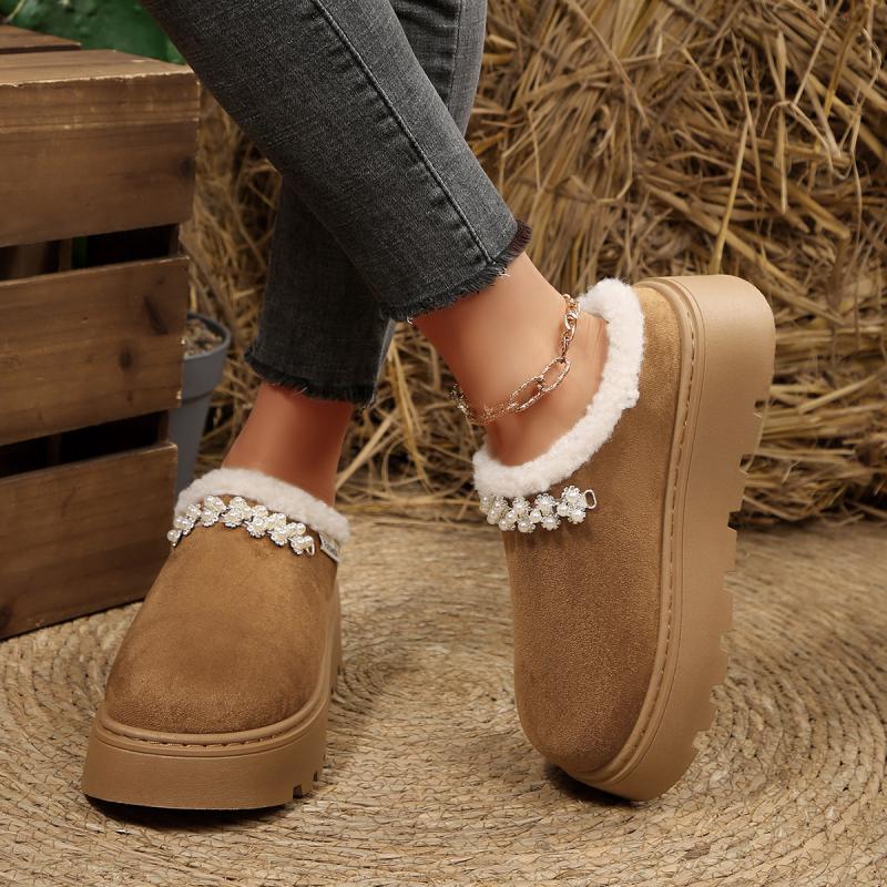 Warm Plush Thick Bottom Outdoor Slippers Women 2025 Winter Chunky Platform Wedge Heel Non Slip Indoor Slippers Furry House Shoes