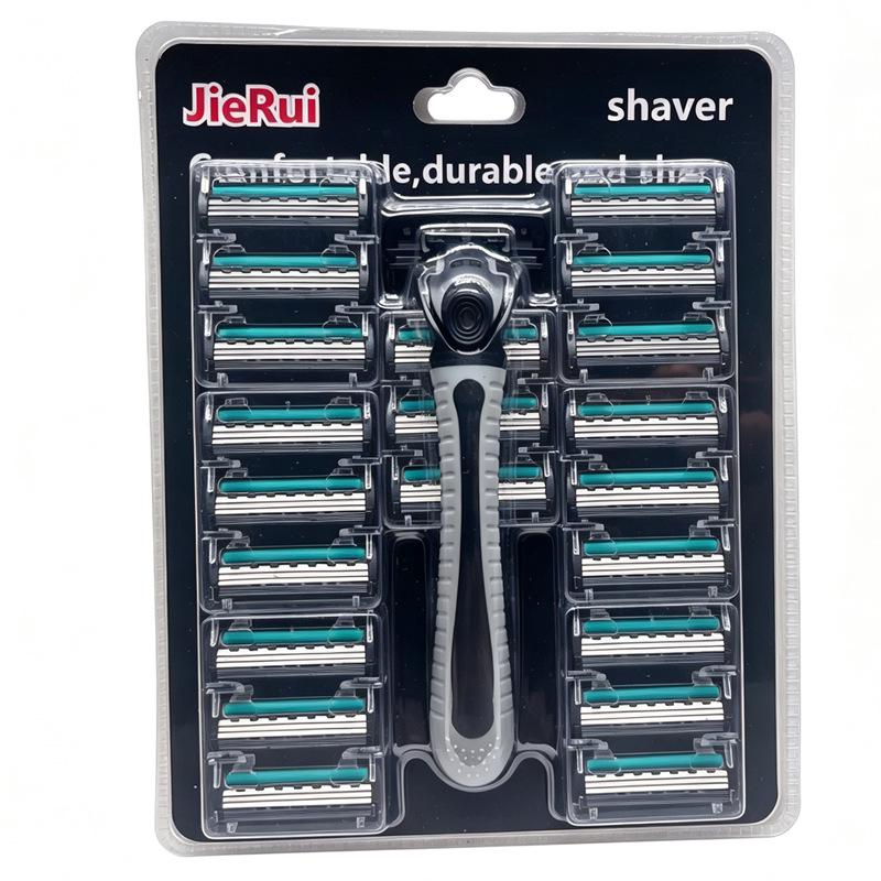 Stainless Steel Triple Blade Manual Shaving Razor for Men - 21 Blades