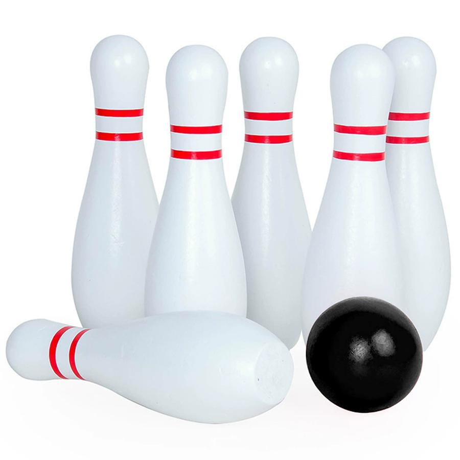 10pcs 16cm White Bowling Pin with 2pcs 7cm Black Bowling Ball Creative Indoor Floor Ball Games Famliy Party Interactive Fun Game