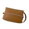 High Quality Soft Solid Color Leather Makeup Storage Pouch Portable Sport Outdoor Cosmetic Bag for Travel Handle Wash Bag