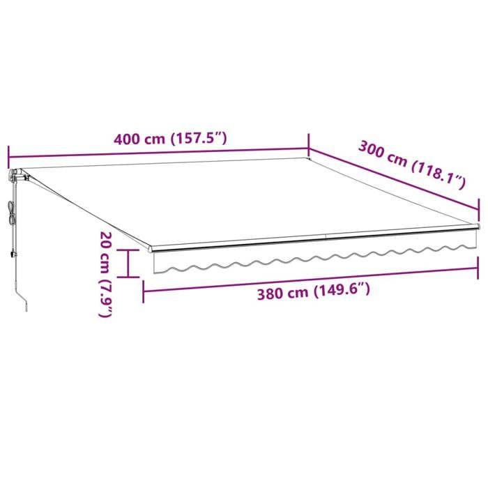 VidaXL Automatic Retractable Awning with LED Bordeaux 400x300 Cm, Awning, Door Awning, Garden Awning, Blind, Awning 3310189