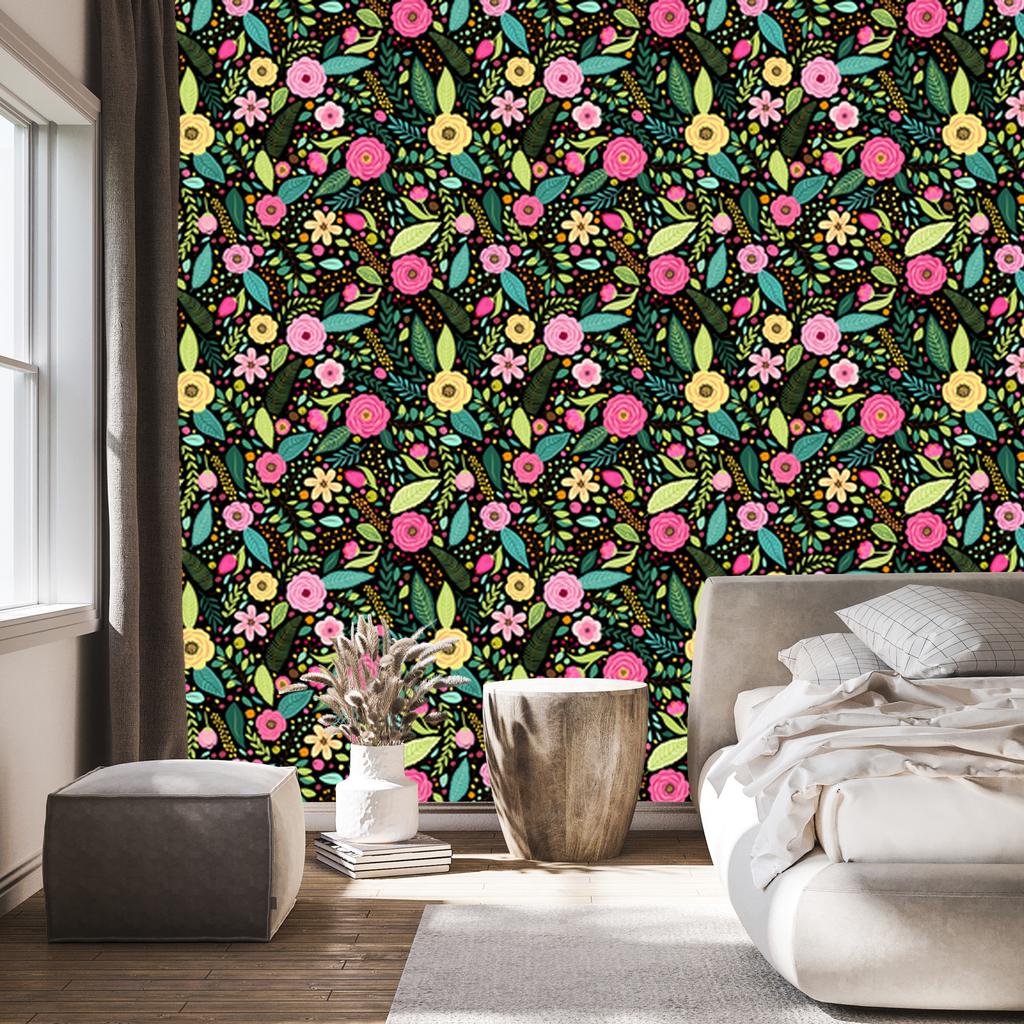 Colorful Sea and Olive Flowers Wallpaper for Living Room and Bedroom 50x1000