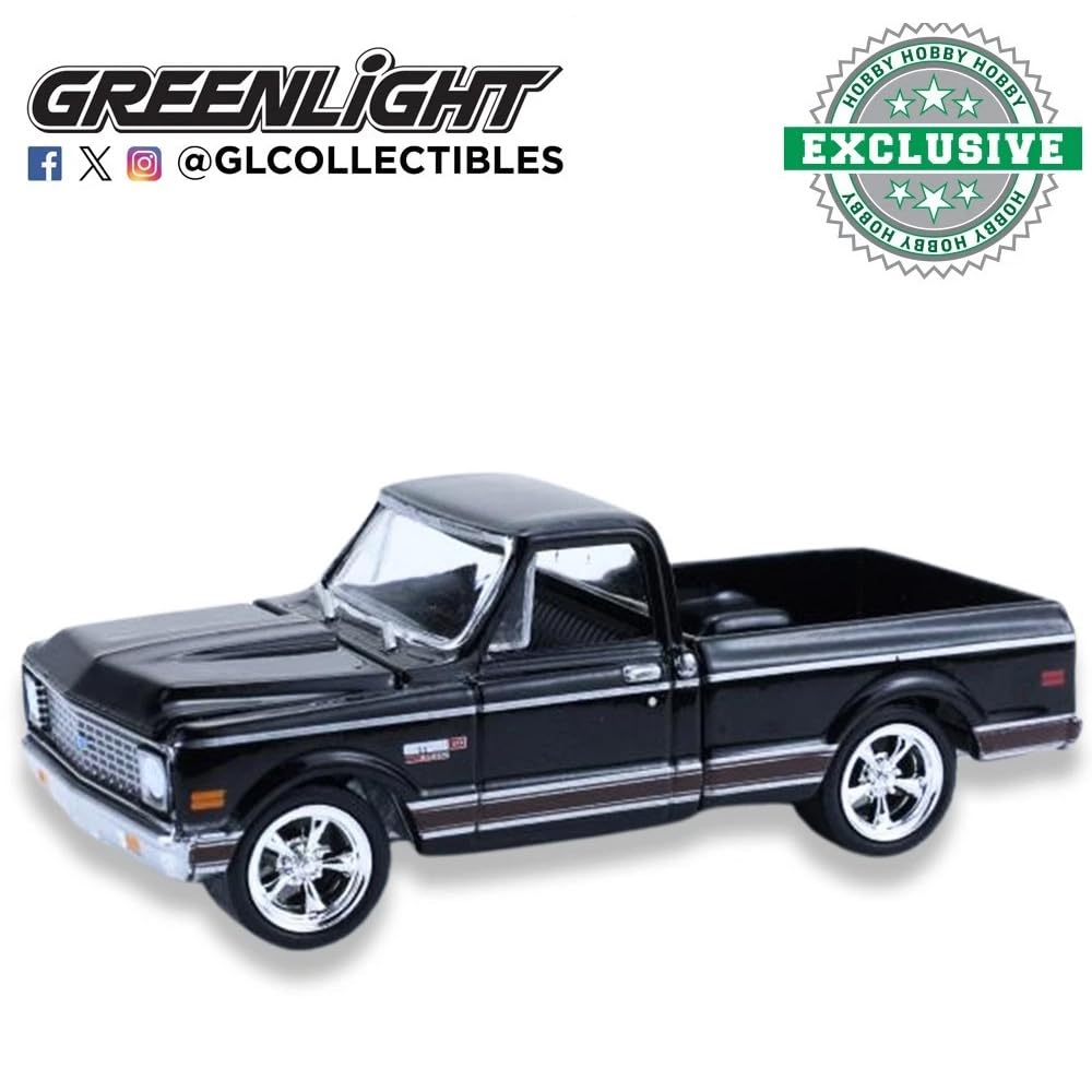 GREENLIGHT SCALE Hobby Exclusive 1972 CHEVROLET CHEYENNE C10 SHORT BED 30546 164 (BLACK) [Item]
