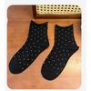 Rolled-edge Polka Dot Summer Women's Thin Breathable Mid-calf Socks, Anti-torn, Bone-free Socks