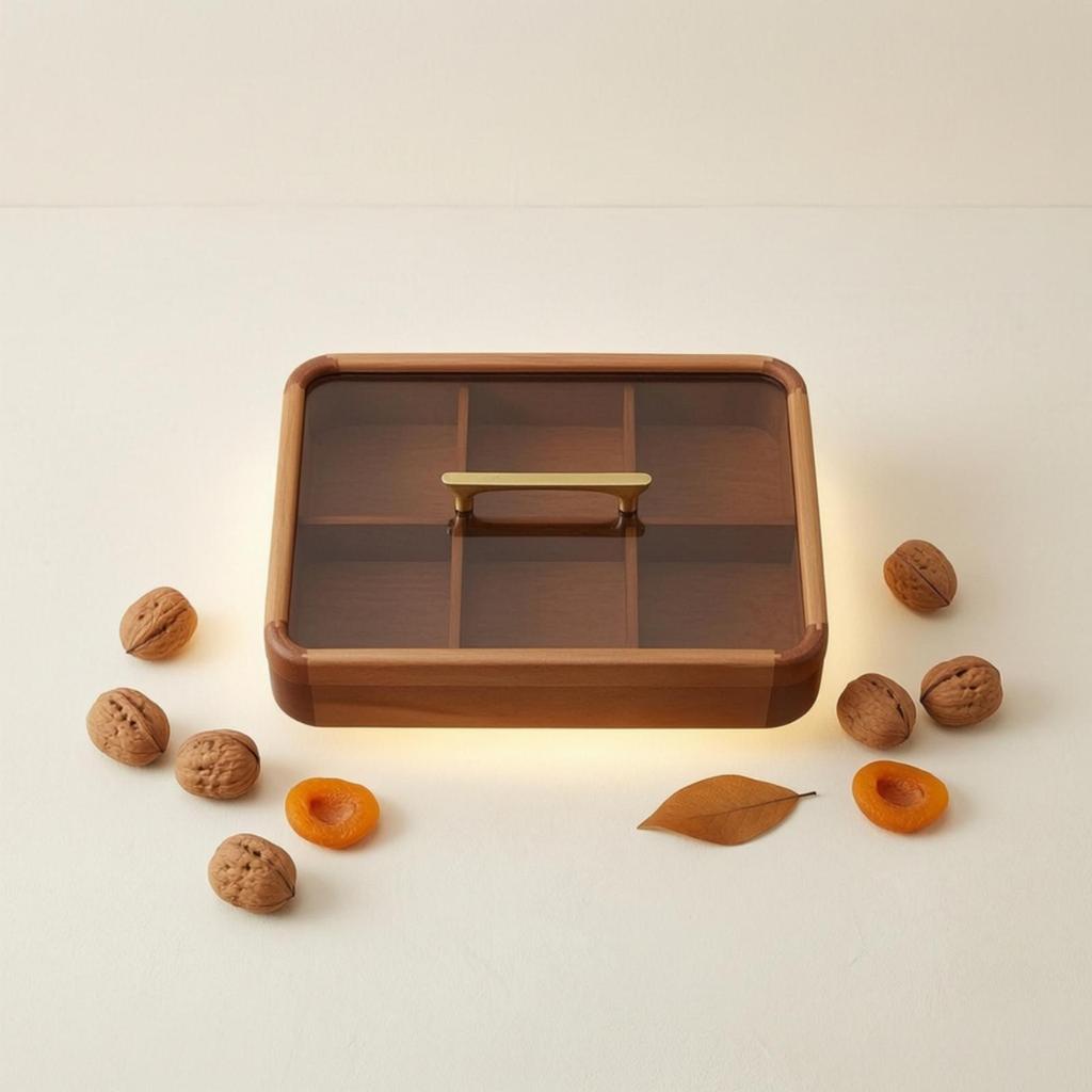 Divided Serving Tray with Lid and Handle Clear Snack Container