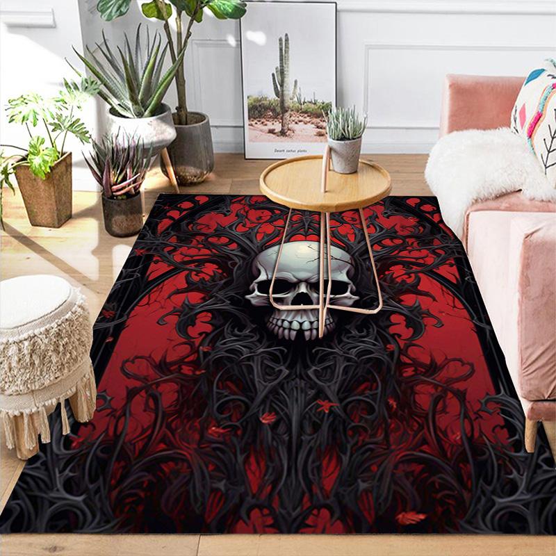 Skull with Ornate Details Rug Floor Mat for Living Room or Bedroom Soft and Comfortable Carpet a Gift for Birthday and Holiday.ZFF0913189