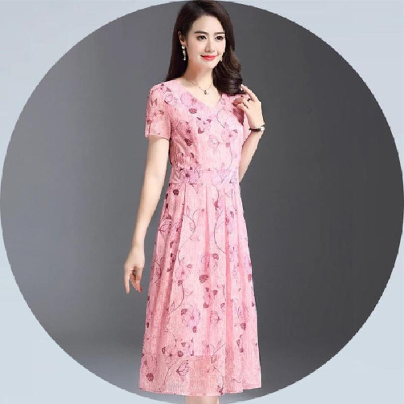 

Платье-халат с цветочным принтом длины миди, облегающее, в винтажном стиле, утягивающее платье длины миди, юбка-трапеция с принтом M розовый