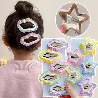 New Children Cute Cartoon Cloud Star Hair Clips Fashion Knitted Hairpins Barrettes Kids Hairgrips Baby Hair Accessories Headwear