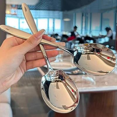 1/2 Pièces Cuillère en Acier Inoxydable Manche Ergonomique Design Poli Miroir Cuillère à Fruits Cuillère de Service pour Œufs Durs Ustensile de Cuisine