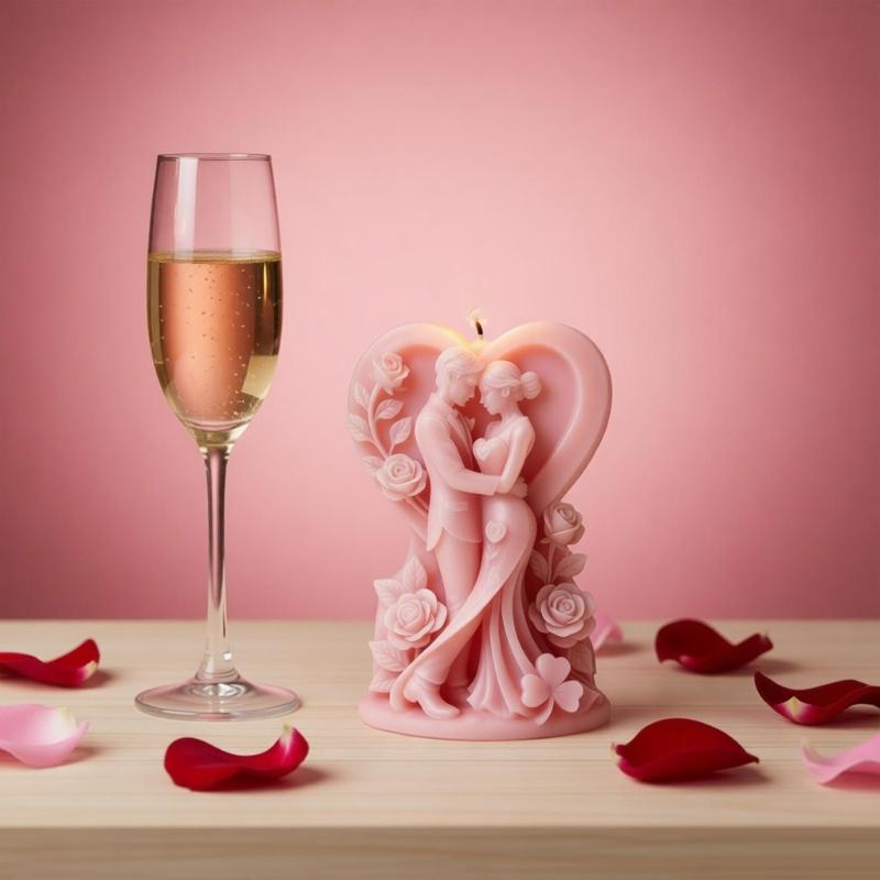 Candle Mould For Wedding Decorations Featuring 3D Loving Couple Figure In Food Grade Silicone