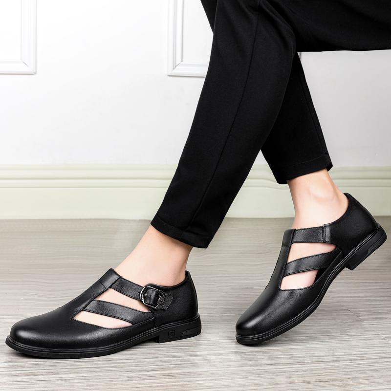 Luxusní značková pravá kůže Pánské sandály mokasíny mužské obchodní sandály v italském stylu ručně vyráběné kožené boty pánské sandály