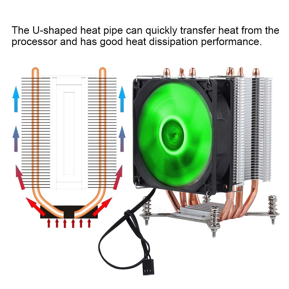 4 Heat Pipe CPU Fan Cooler Heat Sink With Screw (Red Light Small Screw+Backboard)