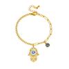 Hamesh Hand of Fatima Evil Eye Bracelet for Women Men Amulet Gift Stainless Steel Jewelry