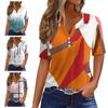 Print Short Sleeve European Style Women Clothing T-Shirt V-Neck