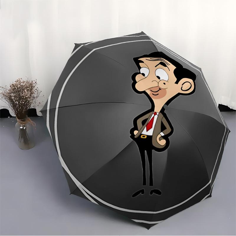 1 szt Mr. Fasolka, Kreskówka Automatyczny Otwierany/Zamykany Parasol Składany Parasol, Przenośny Kompaktowy Parasol Podróżny, Prezent Urodzinowy/Świąteczny dla Mężczyzn i Kobiet