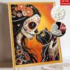 Halloween day of the dead cat flower girl pearl painting art full pearl handmade diy home decorations
