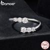 BAMOER Moissanite White Gold Plated Adjustable Ring 925 Silver Exquisite Open Ring for Women Engagement Jewelry Gift