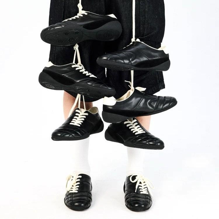 Cowhide Retro Sports and Leisure Shoes for Women's New Oblique Lace-up Versatile Football Thin-soled German Training Shoes Flat-soled Forrest