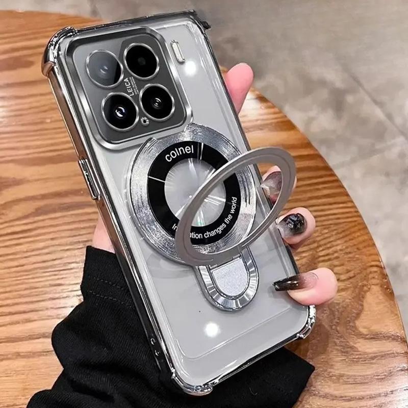 Für Xiaomi 15T Pro Hülle Stoßfest Magnetische Halterung Handyhülle Für Mi 15 T 15T 14T 13T Pro Ständer Transparent Weiche Silikonhülle