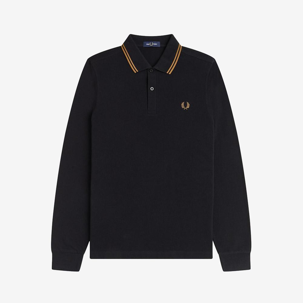 FRED PERRY [M3636] Long Sleeve Twin Tip Fred Perry Shirt - Black/Shaded Stone Afpm2533636-S77