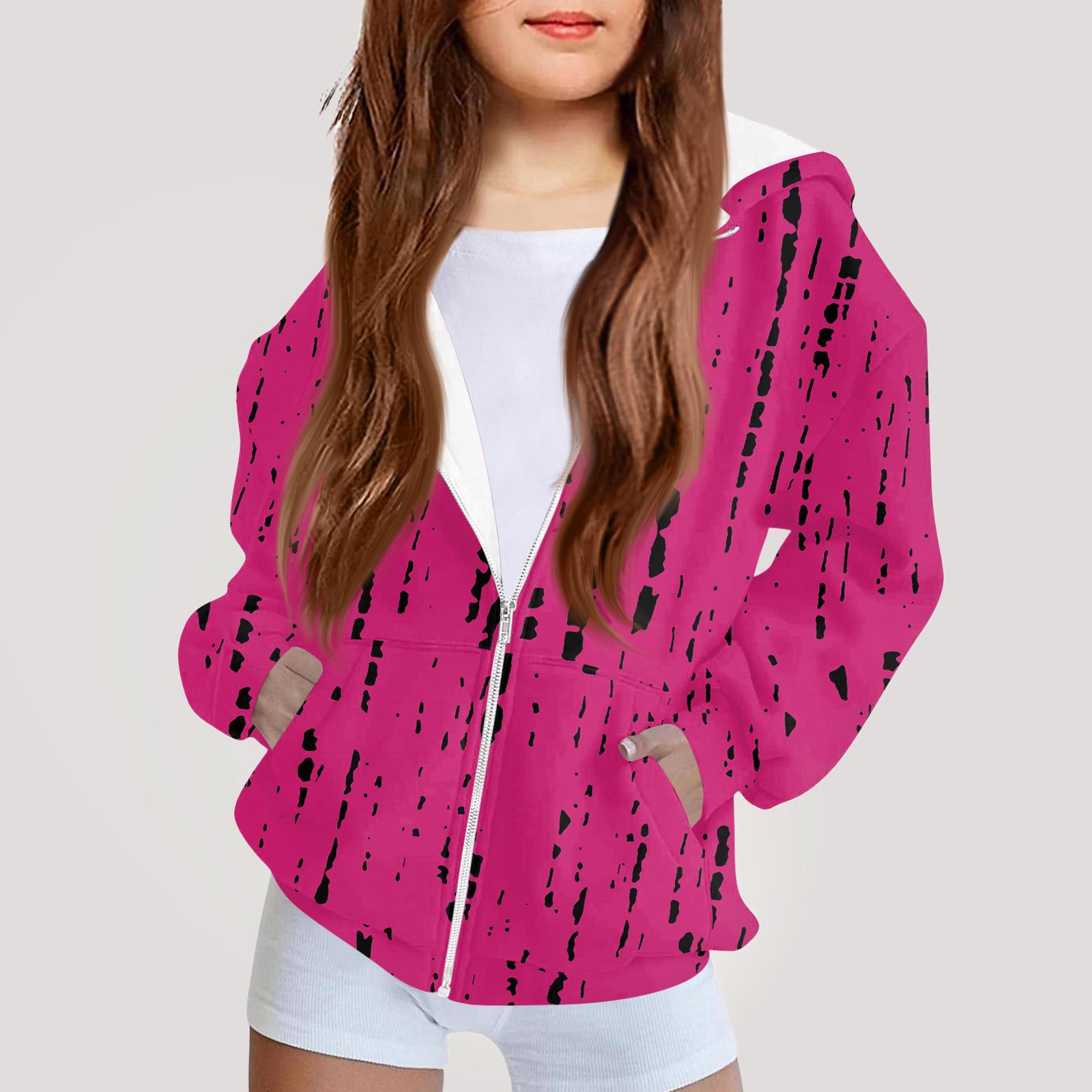 

Детская мода Принтованная толстовка с капюшоном с длинными рукавами Куртка-худи для девочек 100