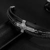 Personalized Bracelet Men's Stainless Steel Creative Multi Layer Weaving Cross Titanium Leather