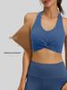 Pleated Yoga Halter: Detachable Chest Pad, Backless, Shockproof, High-Elastic Nylon Sports Tank Top