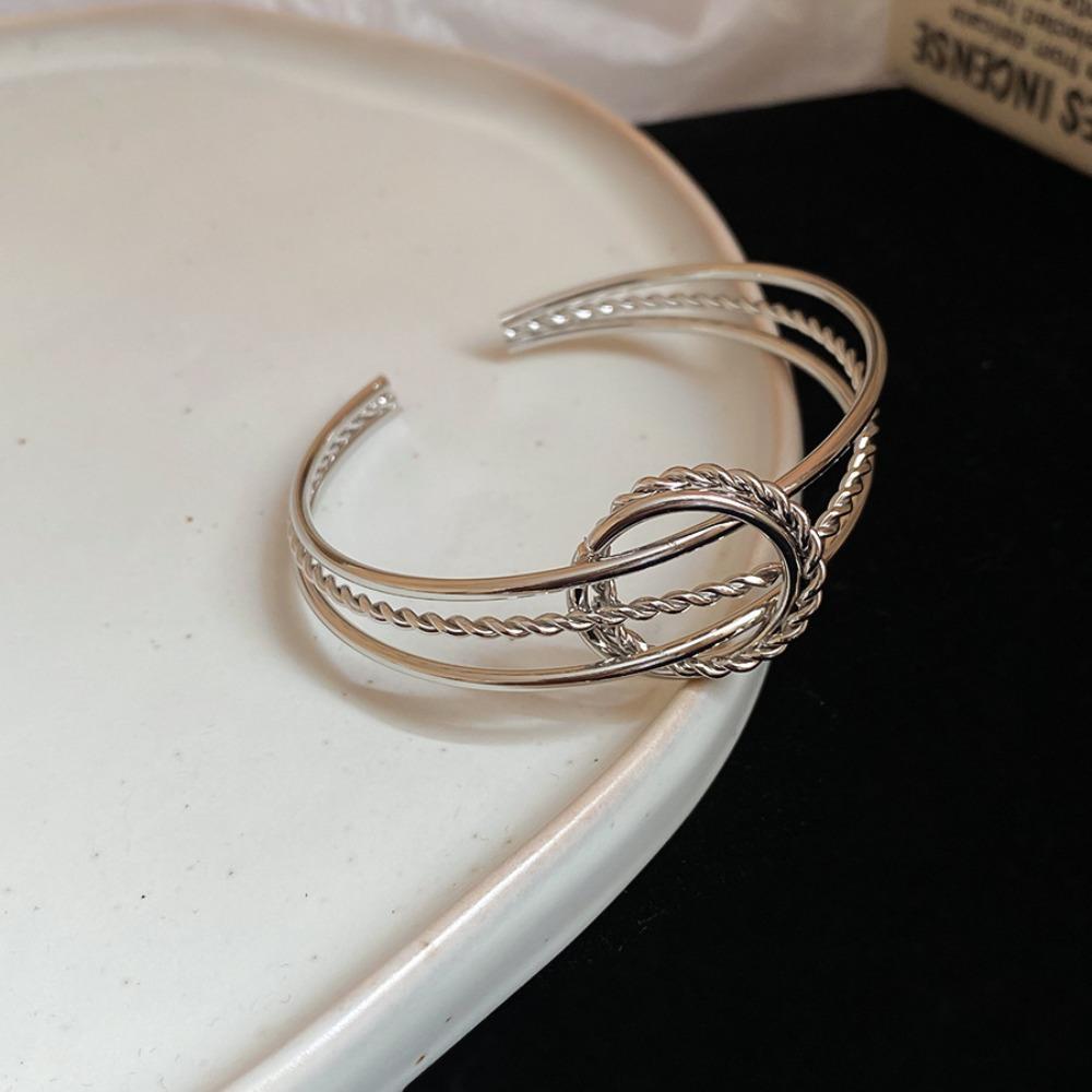 Twisted Multi-layer Cuff Bangles Iron Exaggerated Bracelet Unique Wide Open Bangle  Decoration