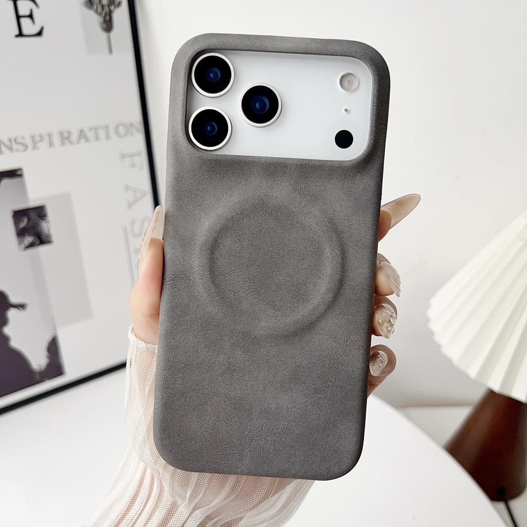 Rrtro Suede Lambskin Leather Magnetic Case For iPhone 17Air 16 15 14 13 12 17 Pro Max Plus For Magsafe Wireless Charging Cover