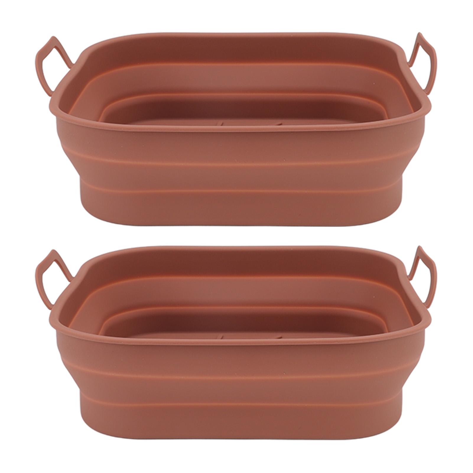 

2 PCS Fryer Silicone Basket Nonstick Silicone Pot Fryer Liners Accessories with Handle Brown кофейный