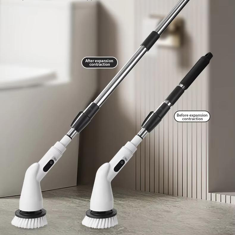 2025 New Eight in One Multifunctional Cleaning Brush Handheld Charging Long Handle Automatic Rotating Telescopic Cleaning Brush белый