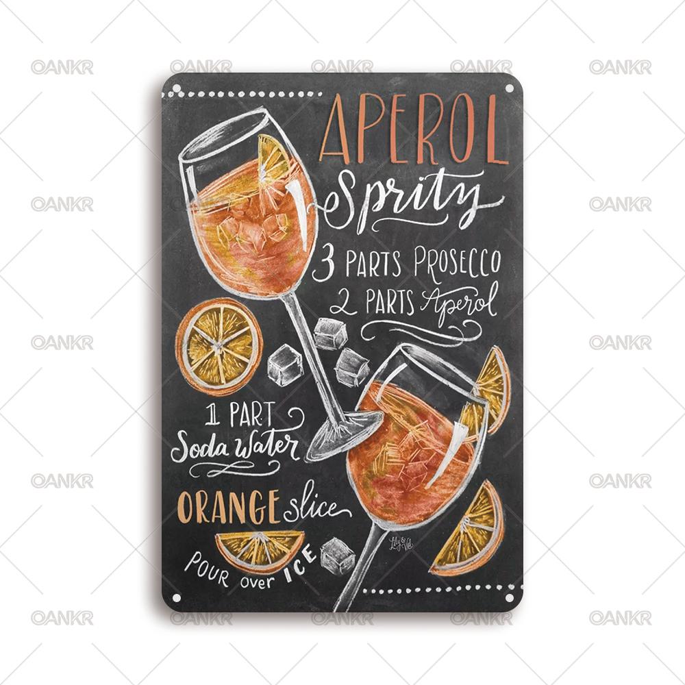 

Vintage Art Cocktail Poster Metal Tin Sign Ideal Gift x Inch Aperol Spritz Recipe Metal Signs for Pub Bar Wall Decor Plaque 20x30cm（7.8x11.8inch）