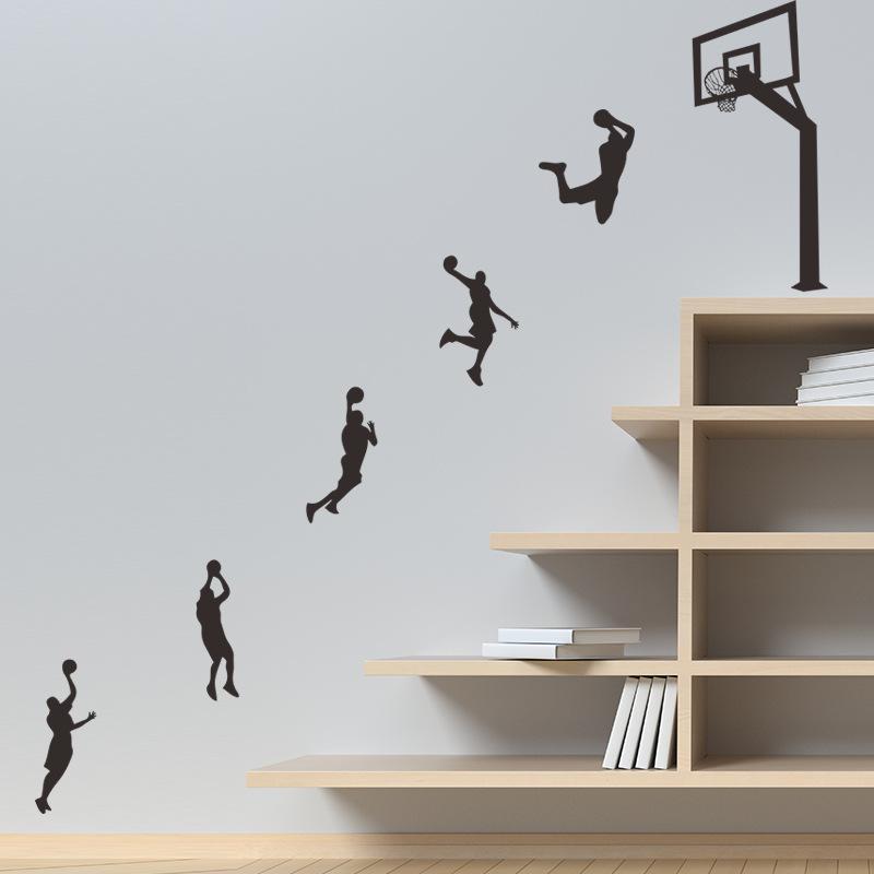 Slam Dunk Sequence Basketball Wall Sticker Self-Adhesive Removable for Boys Room Gym Style Home Decor