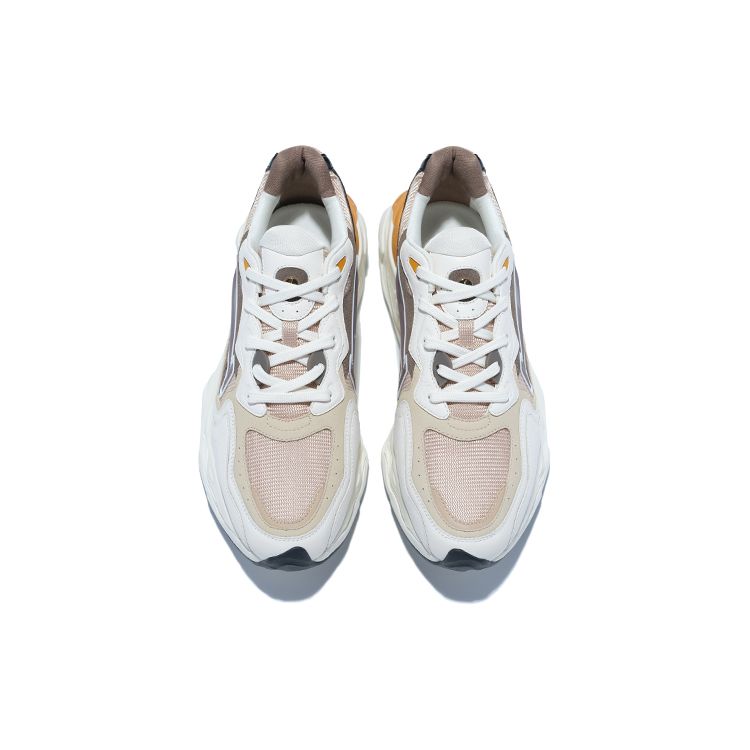 Li-Ning 1990 Lava Lightweight High Resilience Low Top Sports Casual Shoes Men Sneakers White Brown ALJT005-3