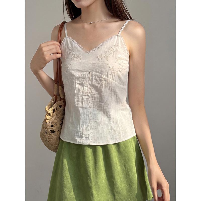 Korean French Lace V-Neck Waist Suspender Women's Guangzhou Thirteen Lines Summer Top BG
