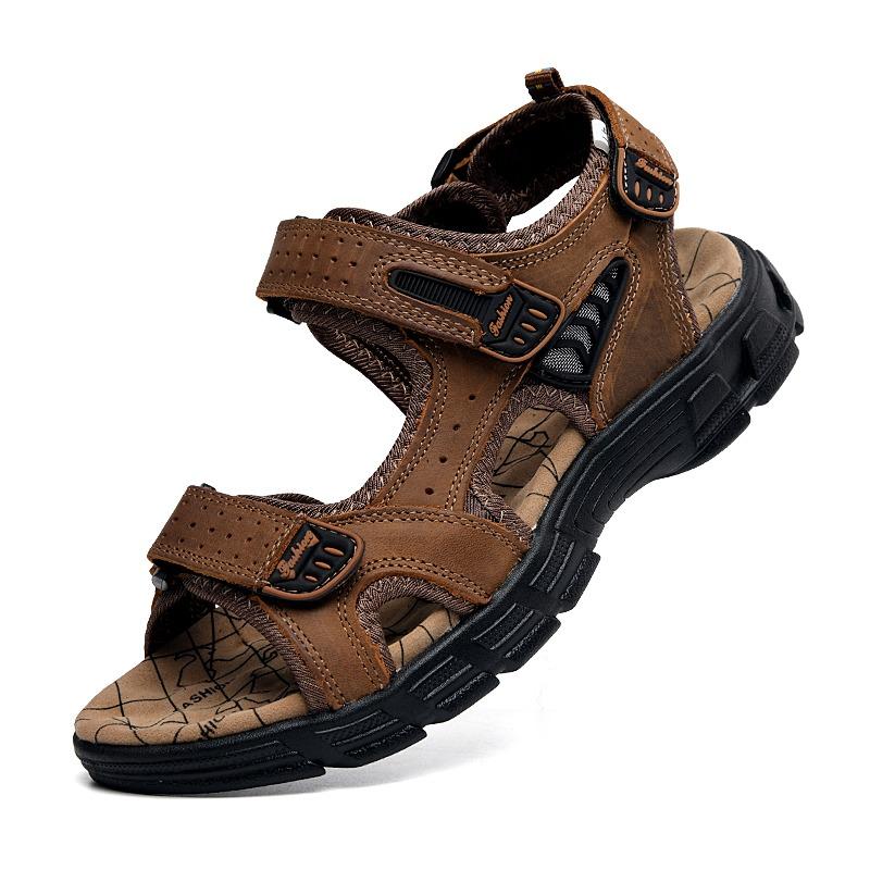 

Men s Genuine Leather Sandals: Summer Outdoor Fashion Footwear, Lightweight Casual Design for Travel & Vacation 45