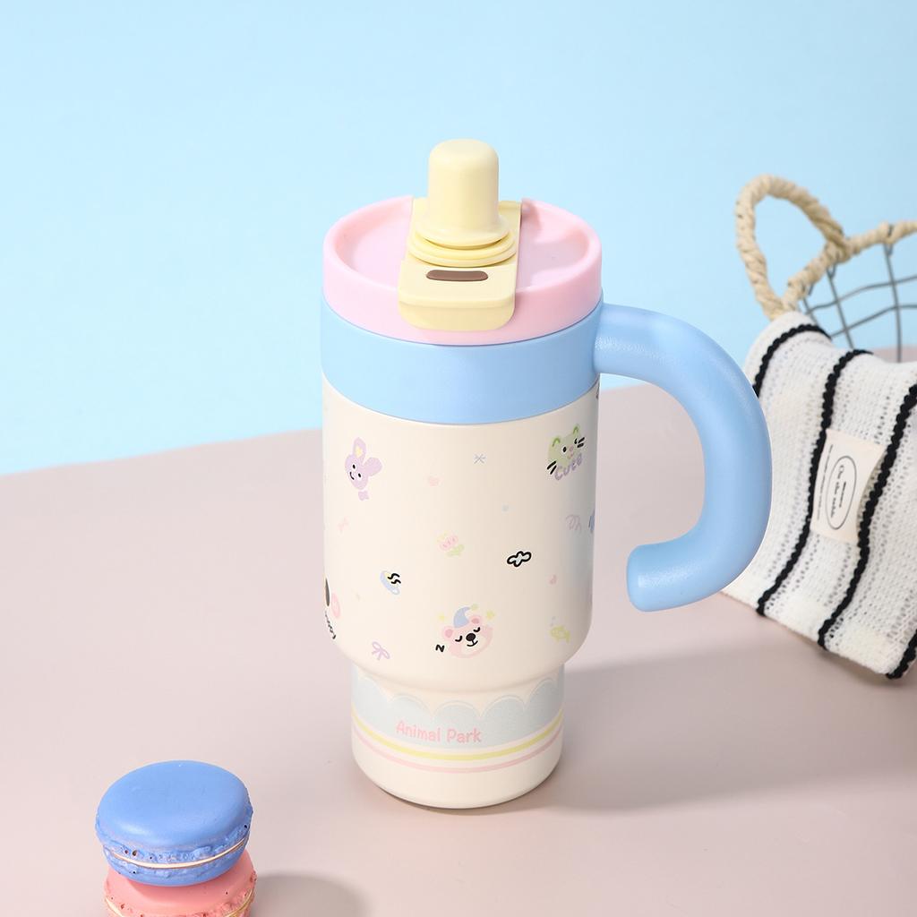 New High-value Handle Thermos Cup Big Mac  Stainless Steel Ice Cup Large-capacity Tea Separation Cup