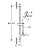 Ensemble de douche avec pommeau 1 jet, barre 60cm et flexible 1,75m - GROHE Vitalio Start 110 27942001 - Economie d'eau - Chromé