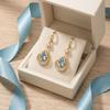 Crystal Water Drop Earrings Luxury Sparkly Zircon Earrings Cat Eye Stone Earrings  Engagement