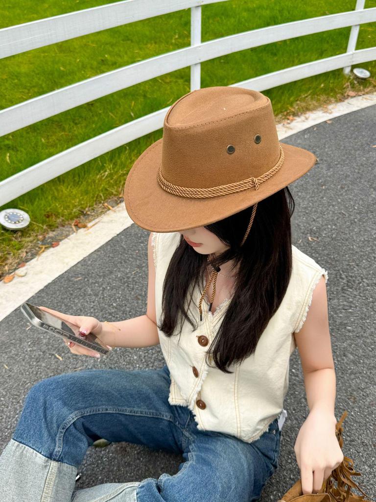 Unisex Western Cowboy Sun Hat - Summer Outdoor Fedora for Men & Women