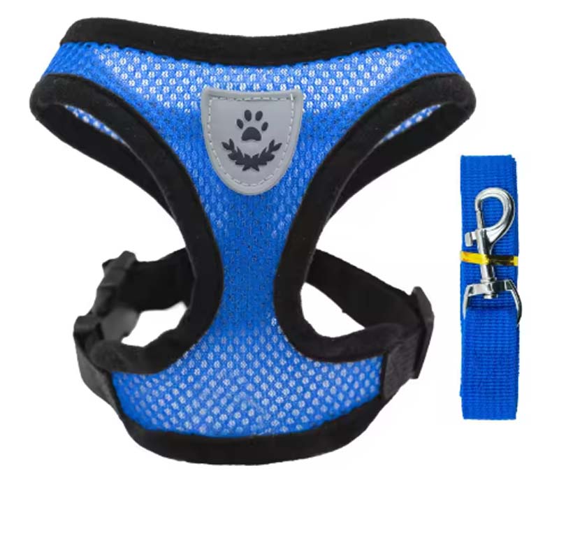 

Cat strap vest leash puppy dog collar polyester adjustable mesh dog strap small and medium-sized pet accessories S синий