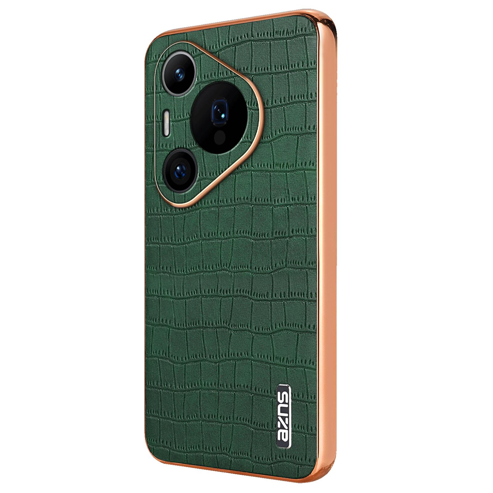 

AZNS For Huawei Pura 70 Pro/Pura 70 Pro+ Case PU Leather Coated TPU Electroplating Phone Cover Green