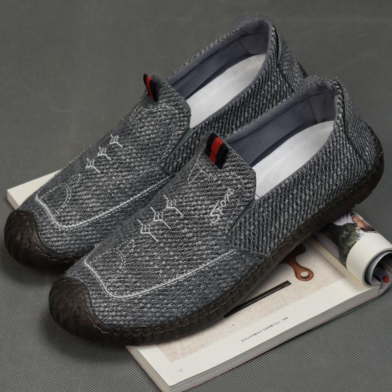 New Old Beijing Cloth Shoes Men's Spring Breathable and Comfortable Middle and Old One-pedal Lazy Casual Men's Shoes