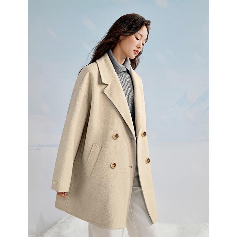 INMAN Women's Alpaca Silk Double-Faced Wool Blend Mid-Length Coat