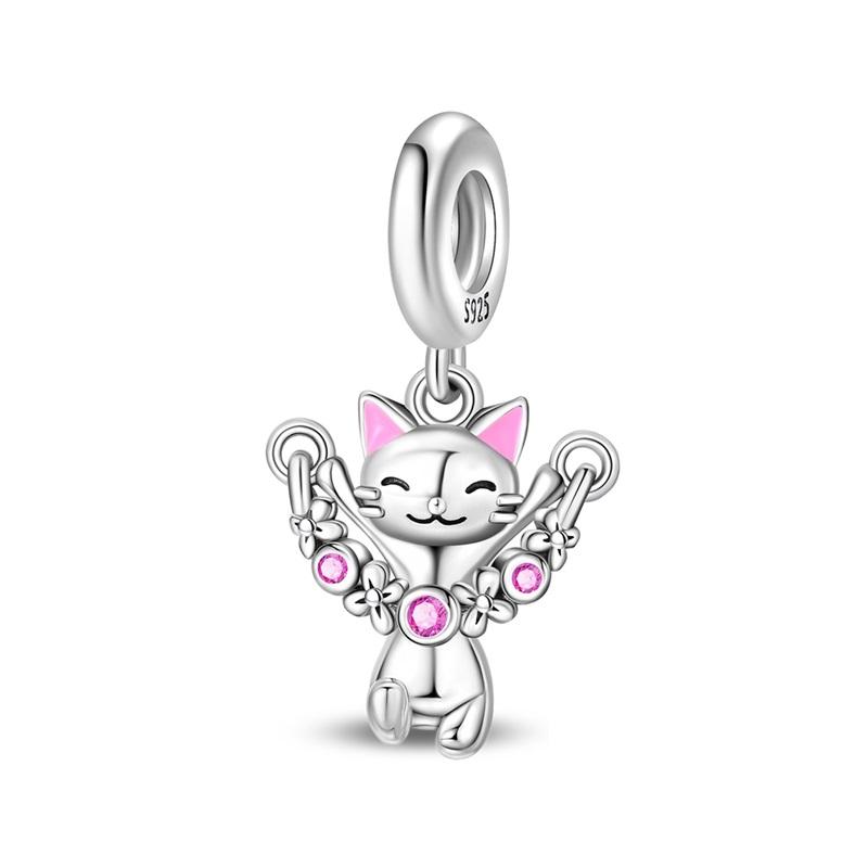 Original Copper Charms Beads Black Cat Colorful Elephant Pendant For Bracelet Women Diy Jewelry Gift Making