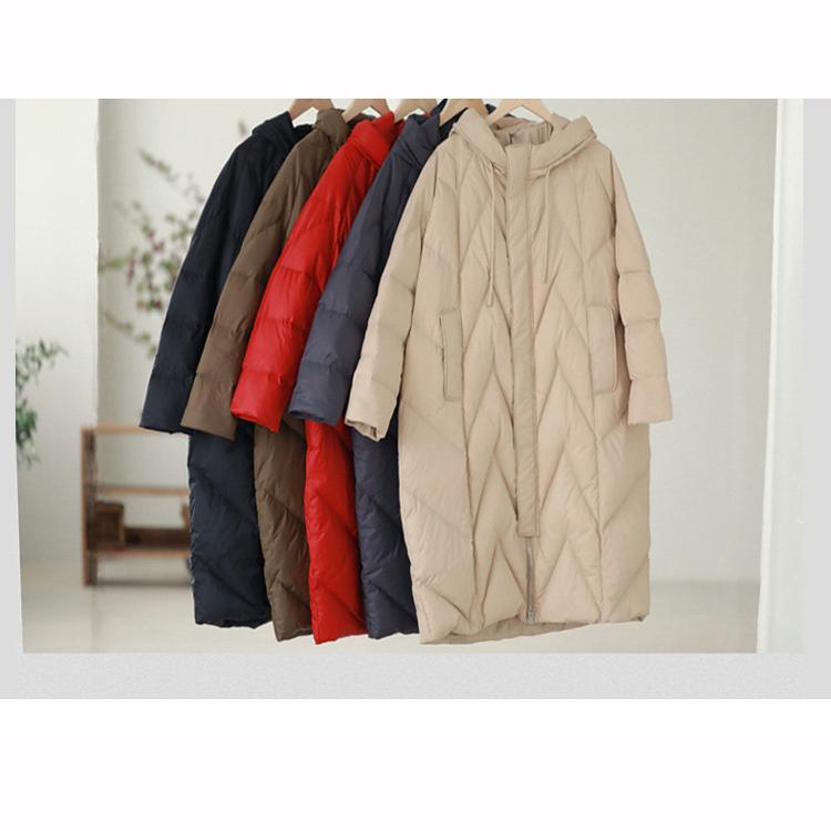 Oversized Thicken Down Jacket Women Winter Retro Hooded Coat Warm Parker Overcoat