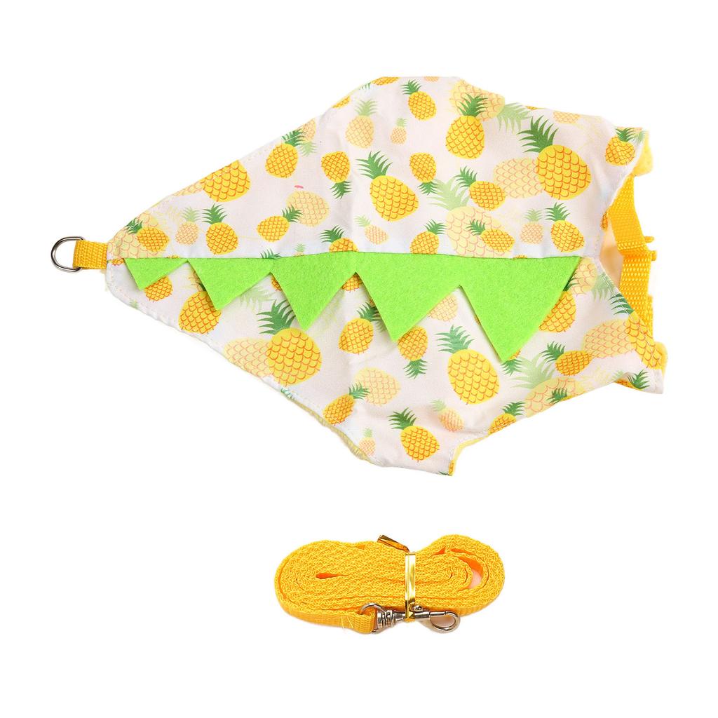Rabbit Clothes Leash and Harness Set Soft Polyester Warm Yellow Pineapple Pattern Adjustable Rabbit Costume Harness S