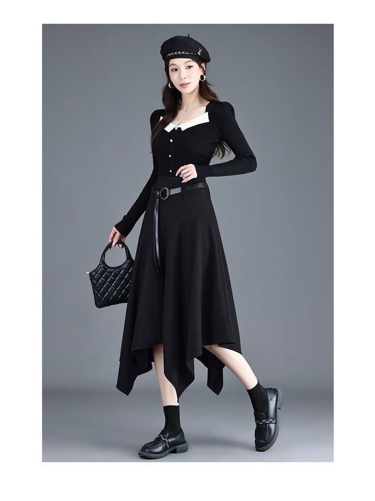 Autumn/Winter 2025 High-Waisted Wool Midi Skirt: Fashionable & Elegant Women's Wear