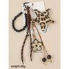 New leopard print five-pointed star pendant accessories fashion beaded flower braided rope bag pendant keychain